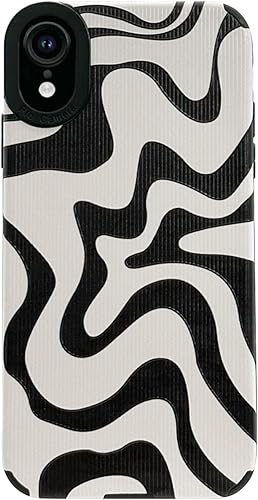 INJPCUCA Funda compatible con iPhone 11 para mujer, diseño de ondas, color negro, beige, delgada, protectora, a prueba de golpes, funda trasera de INJPCUCA Funda compatible con iPhone 11 para mujer, diseño de ondas, color negro, beige, delgada, protectora, a prueba de golpes, funda trasera de
