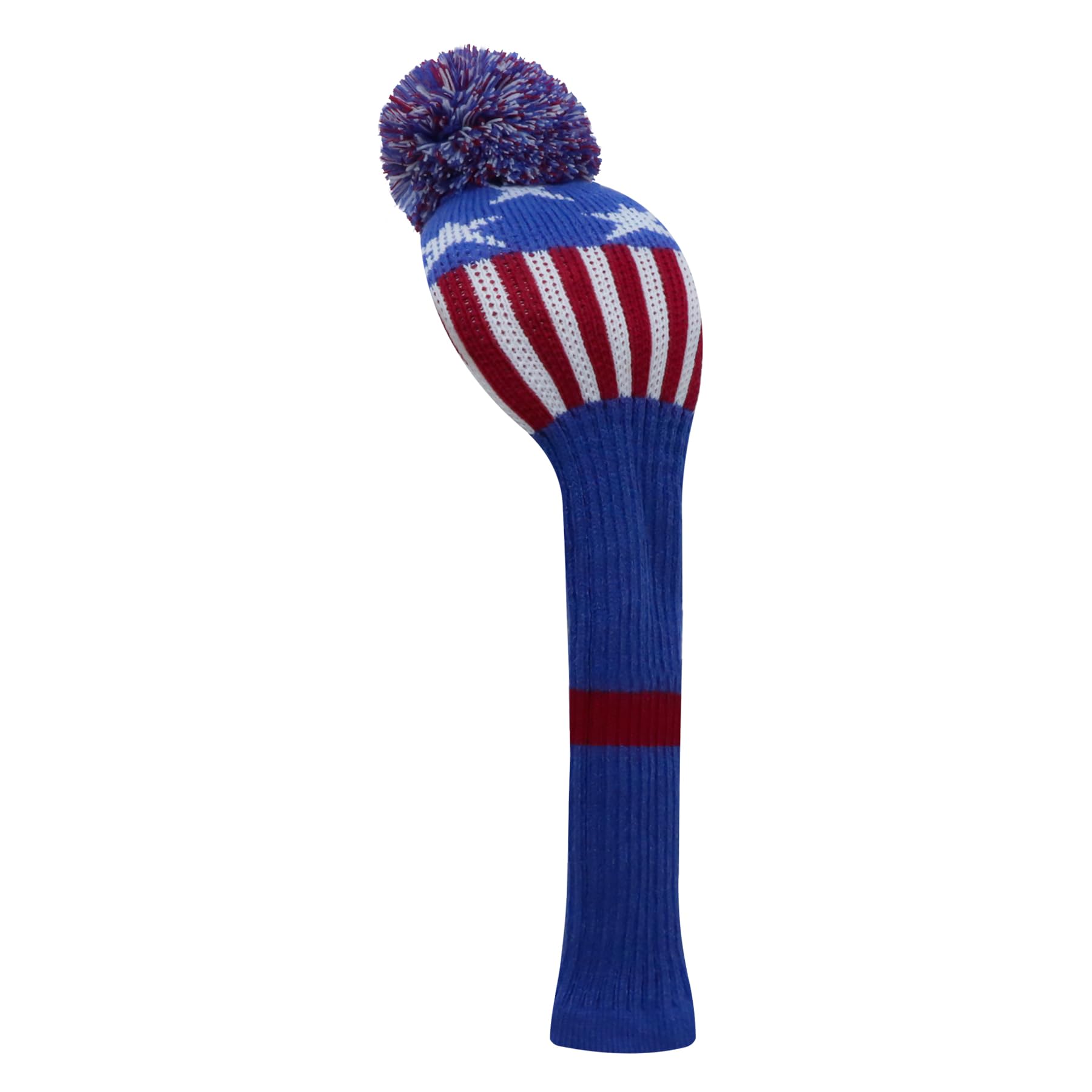 LeFeng 1Pcs Golf Club Cover, Knitted Golf Head Cover for 460cc Driver Fairway Woods and Hybrid with Cute Pom Pom and Number Tag(American Stars, for Driver) — image 1
