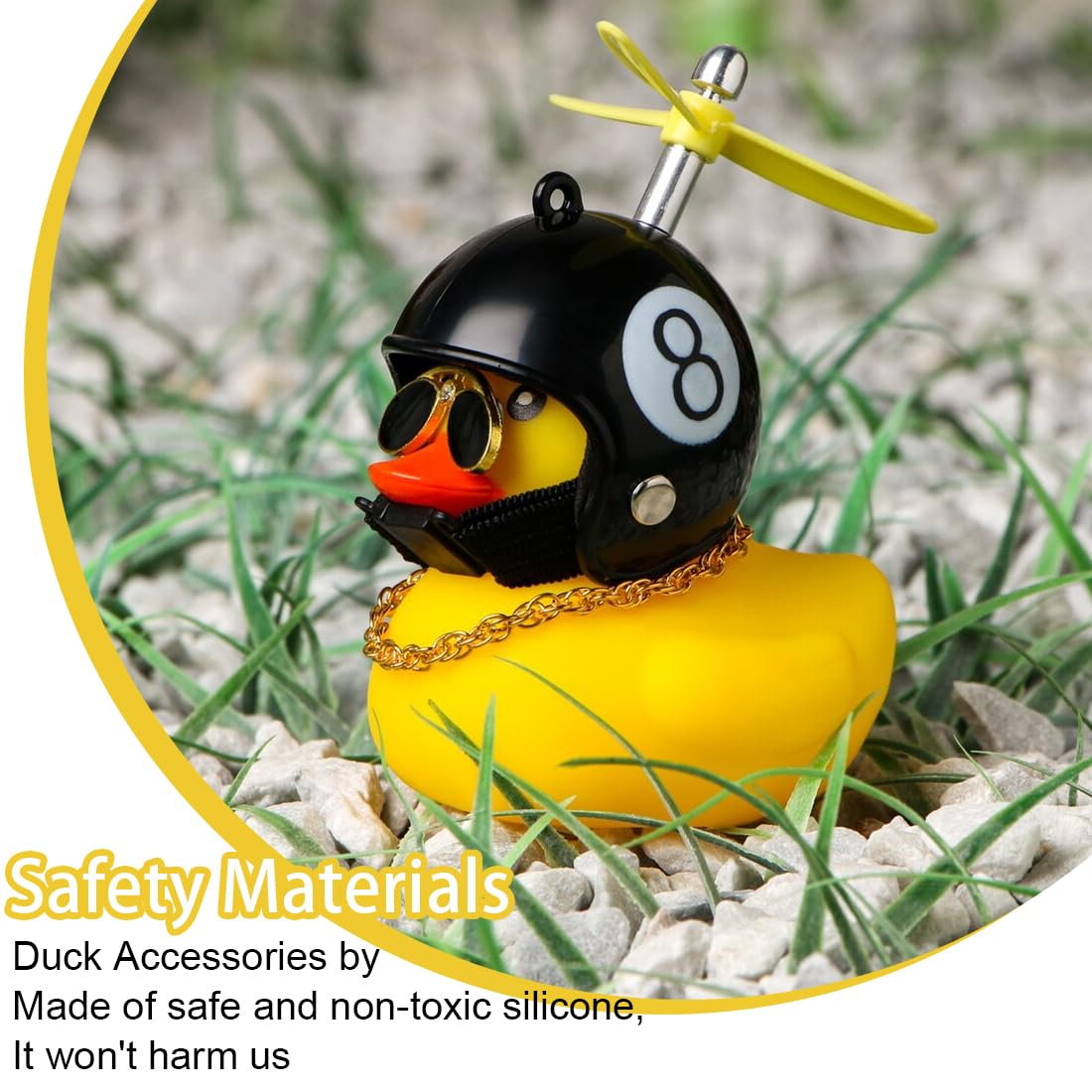 EIHI Campanello per Bicicletta per Anatra, Campanello per Bicicletta per Bambino, Decorazioni per Bici D'Anatra,Giallo Anatra con Casco per Bambini, Adolescenti e Adulti, 2 pezzo