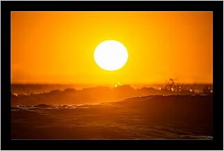 DivaFrames Rising Sun Painting for Vastu, Vastu Wall Art for Home, Nature Wall Art for Living Room, 10x14 Inch, Black Wooden Frame, Home Decor