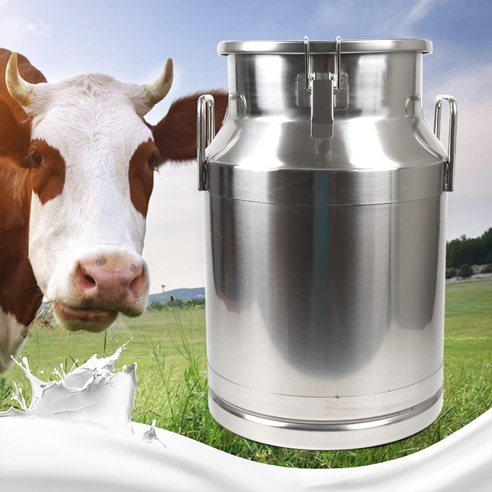 30L 320mm Milk Can Wine Pail Bucket, Milk Transport Barrels with Sealed Lid,304 Stainless Steel Milk Bucket Wine Pail Bucket Oil Barrel for Milk and Wine Liquid Storage,