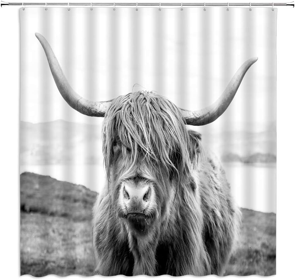 Highland Cow Shower Curtain Farmhouse Animal Western Farm Rustic