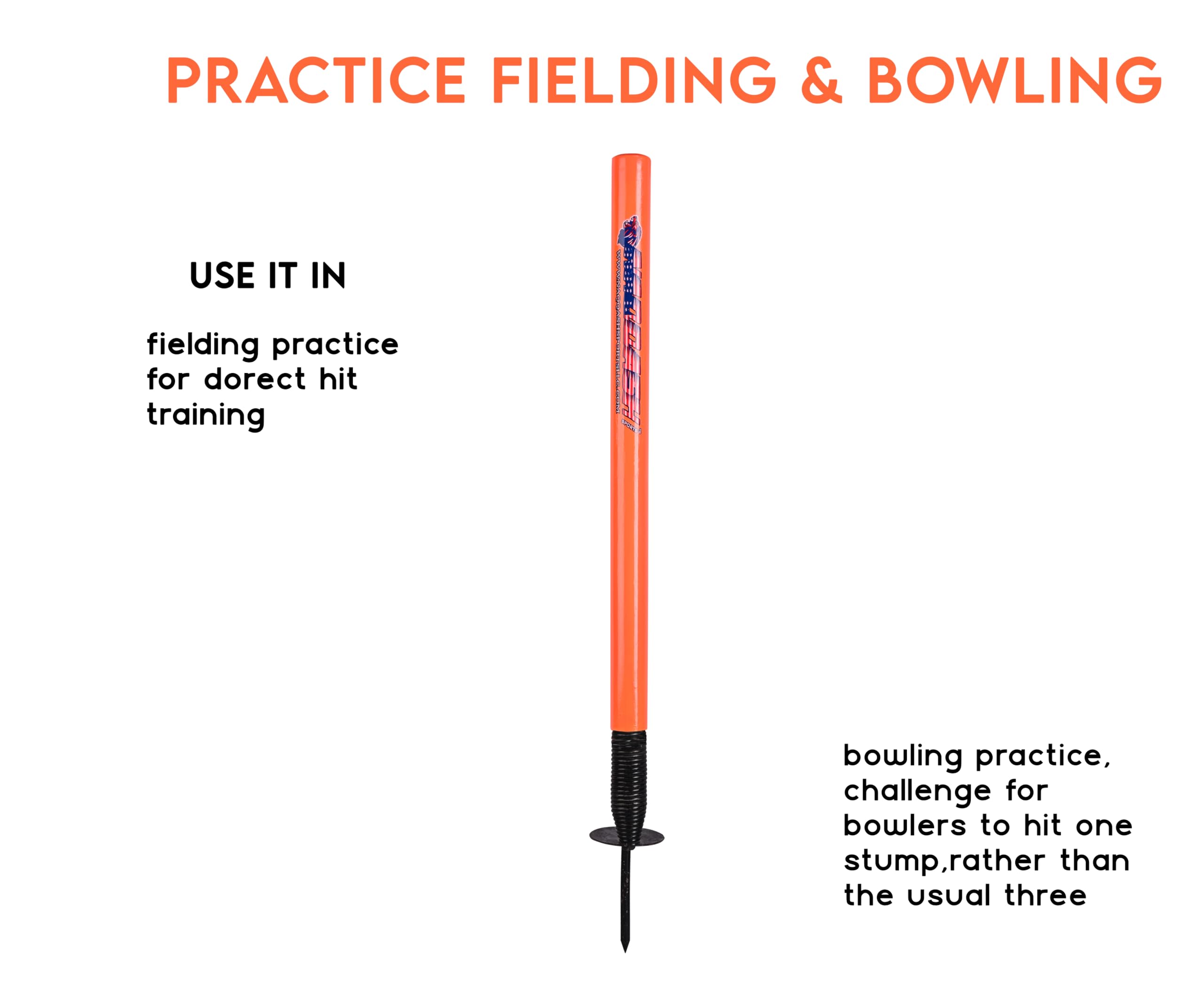 Verbessern Sie Ihr Training mit dem Naqqash Sports Cricket-Ziel-Stump-Wicket: einem 71,1 cm großen, federbelasteten Standard-Stumpf, ideal für Feld- und Bowling-Übungen.