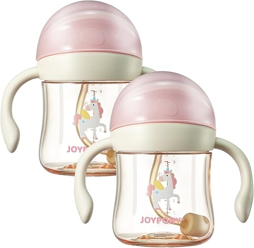 Miniatura 14 de Vasos para bebés de 6 a 12 meses, a prueba de derrames, con popote con asa para niños pequeños de 1 a 3 años, 2 popotes de silicona, PPSU, sin BPA