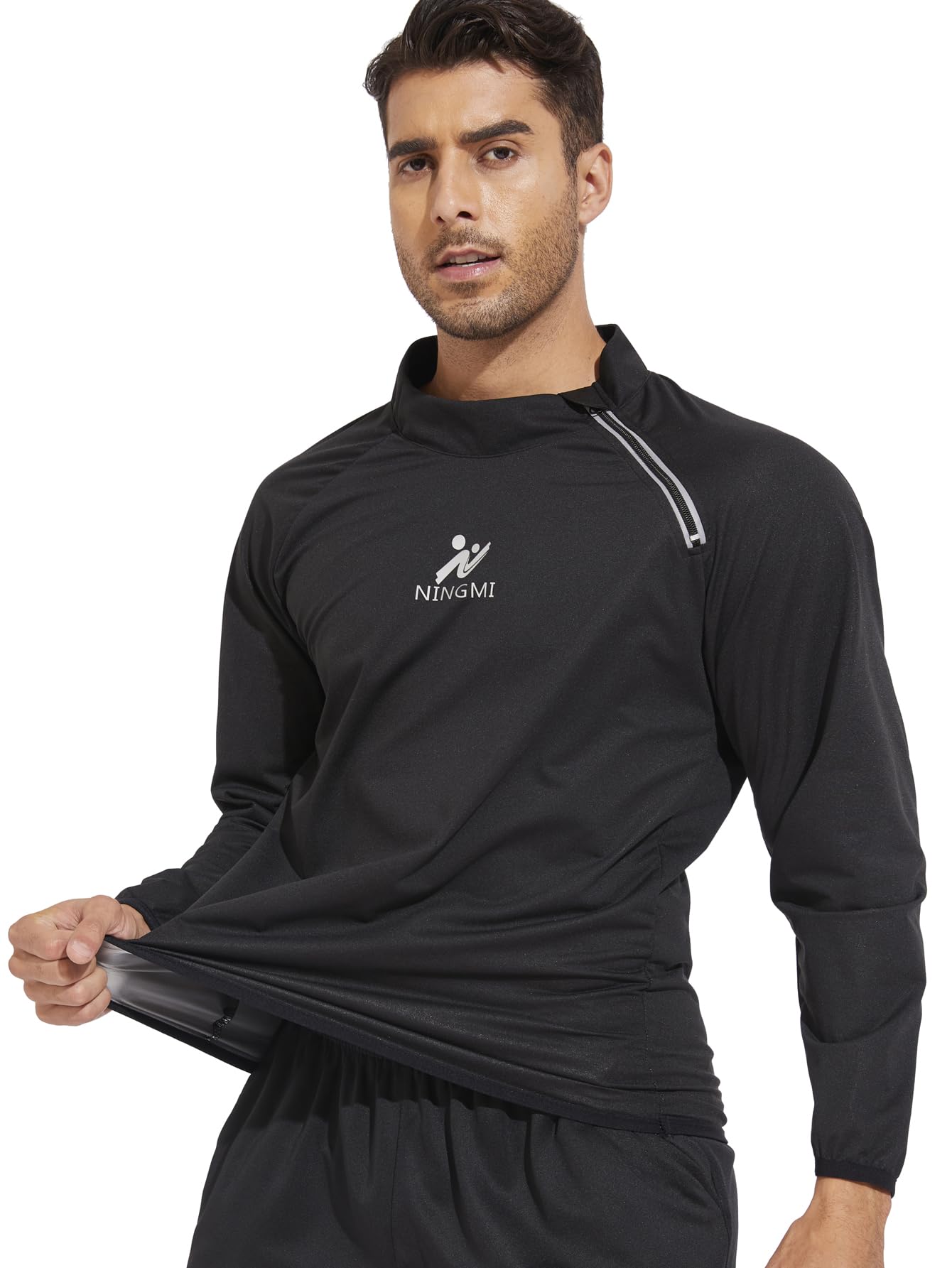 LAZAWG Sauna Suit Men Sweat Shirt Long Sleeve Workout Jackets for Gym Exercise Fitness
