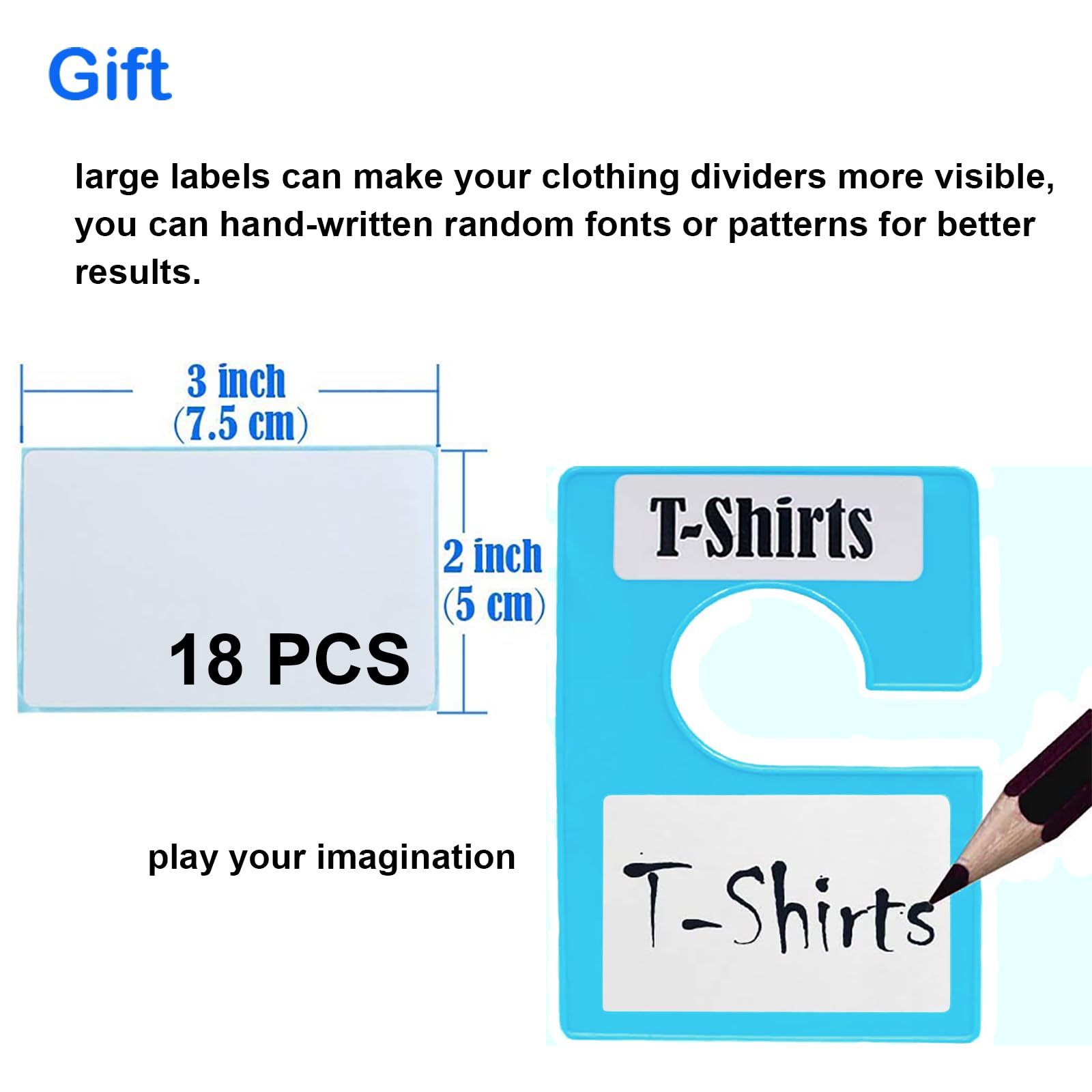 DMLNN 10 Pack White Clothing Rack Size Dividers Plus 60 Labels (1 Inch) and 16 Large Blank Labels, Large Rectangular Clothing Closet dividers (Pearl White)