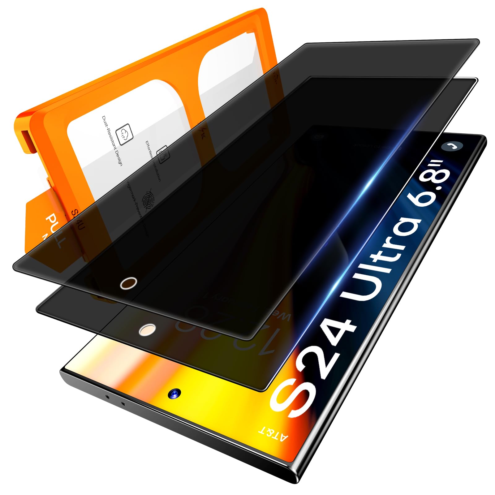 LϟK 2 Pezzi Privacy Vetro Temperato per Samsung Galaxy S24 Ultra Schermo Antispia, Installazione Automatica, Senza Polvere e Bolle