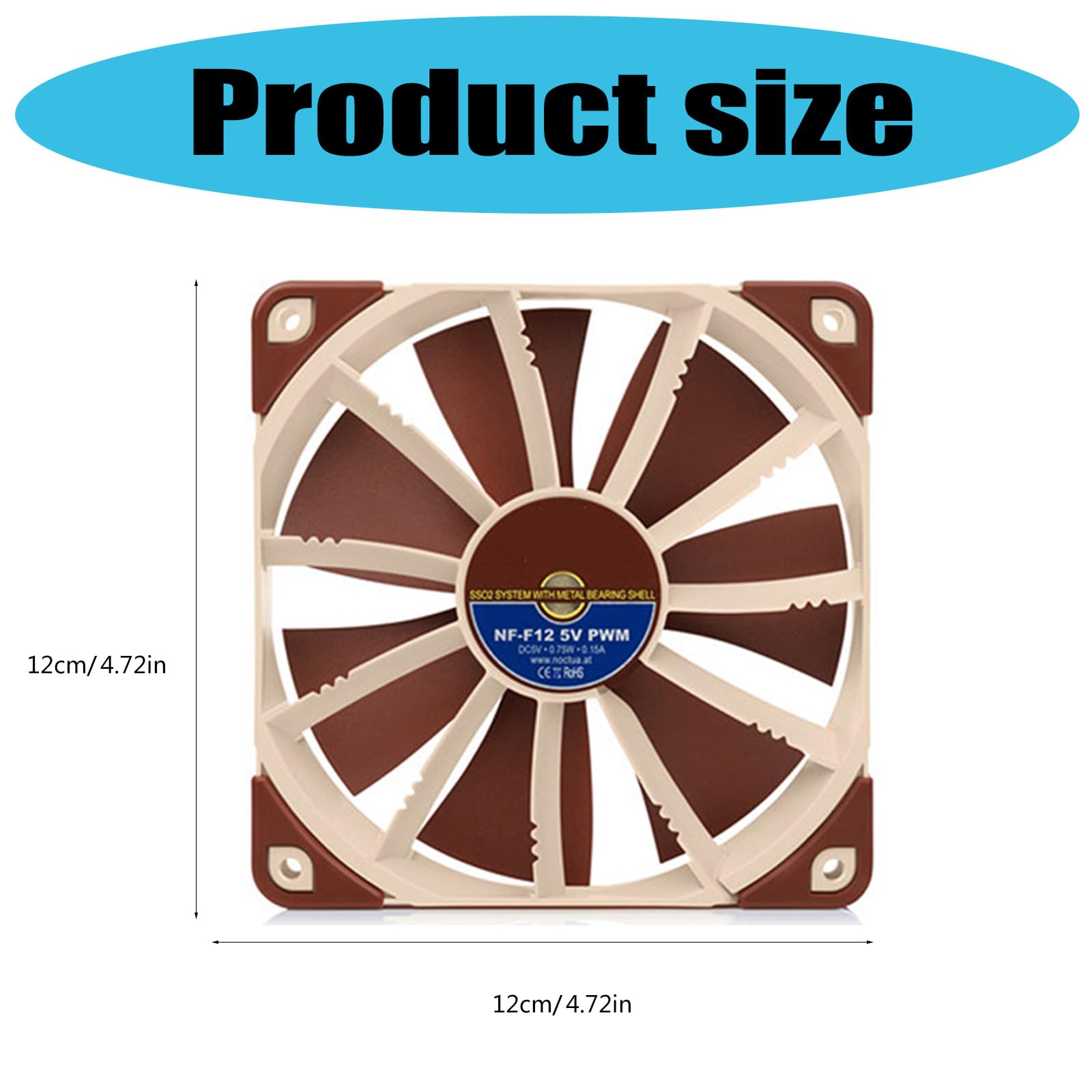 1 ventola brushless per case da 120 mm, 5 V, 4 pin, 1500 giri/min, basso raffreddamento per server desktop/radiatore di raffreddamento ad acqua, ventola adattatore basso