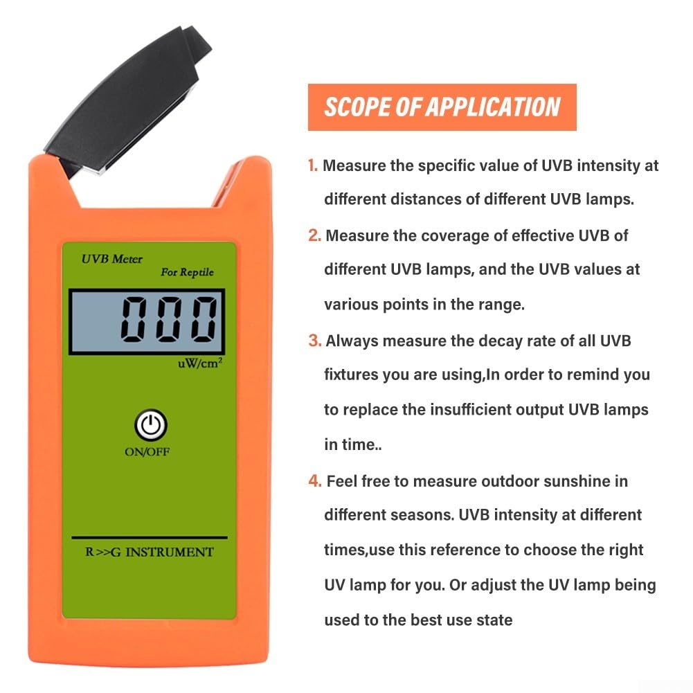 UVB-Messgerät für Reptilien mit LCD-Display – Präziser UVB Tester 0-1999µW/cm² für Terrarium Lampen Kontrolle