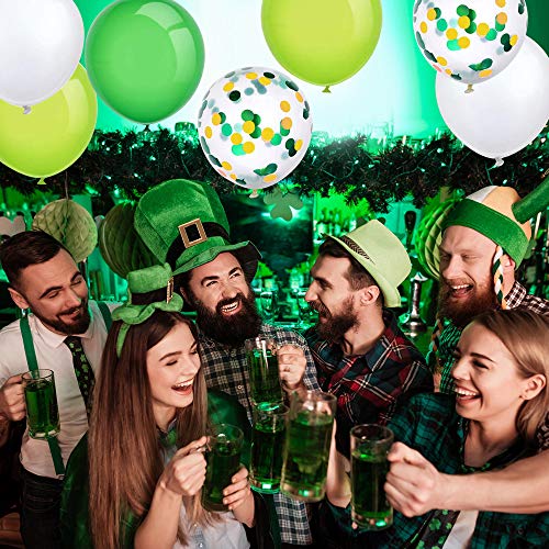 Image of KBZVNAF Green White Latex Party Balloons - 50pcs 12 inch White Green Gold Confetti Balloons for Jungle Theme Party Balloons Supplies