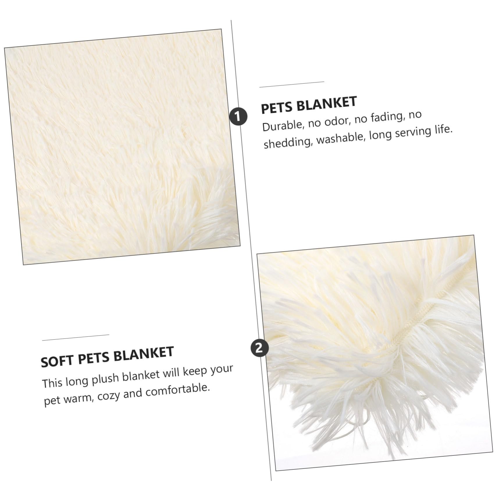 FRCOLOR Coperta per Animali in Peluche, Doppio Strato Caldo e Confortevole | Bianco, Tessuto Lana Artificiale, per Cani e Altri Pet, Adatta a Soggetti Anziani o Mobilità Ridotta