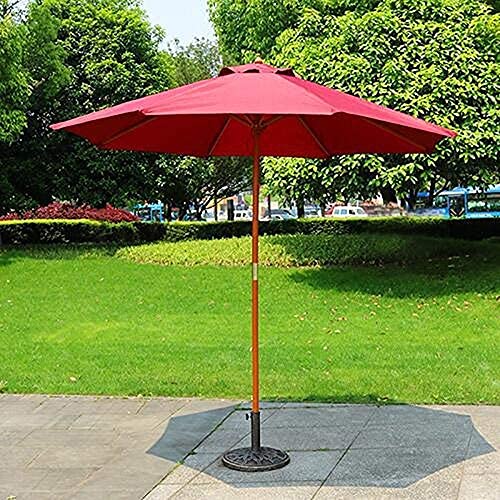 Parasol de madera roja exterior de 2.7 metros con protección UV para terraza 3