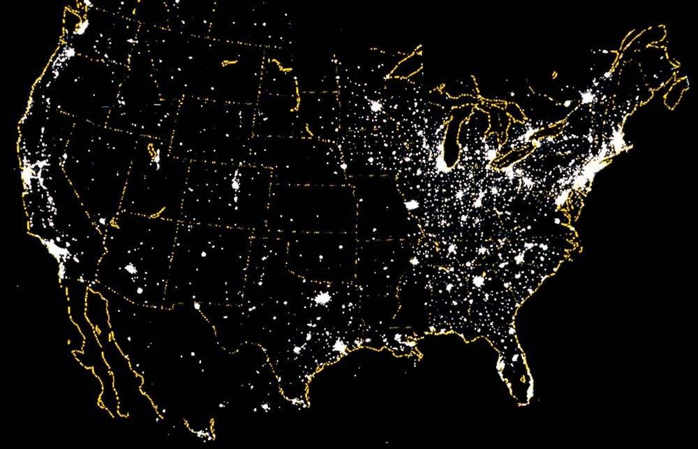Wallmonkeys United States Night Showing Wall Mural Peel and Stick Outer Space Graphic (48 in W x 31 in H) WM273135