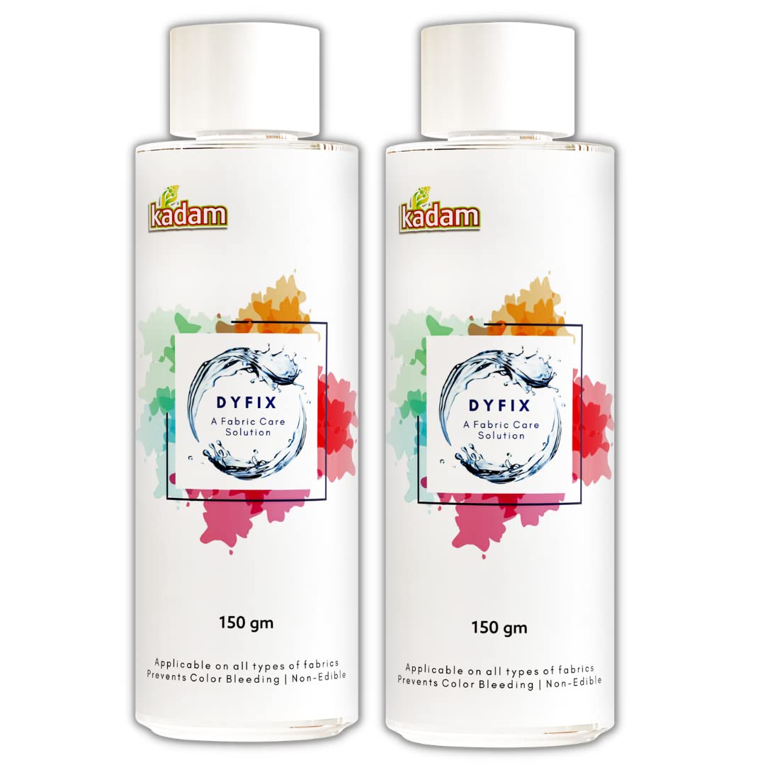 Kadam DyFix 2 Bottles (150g Each) Fabric Care Solution, Dye Fixative Agent, Fabric Colour Fixer, Color Binder