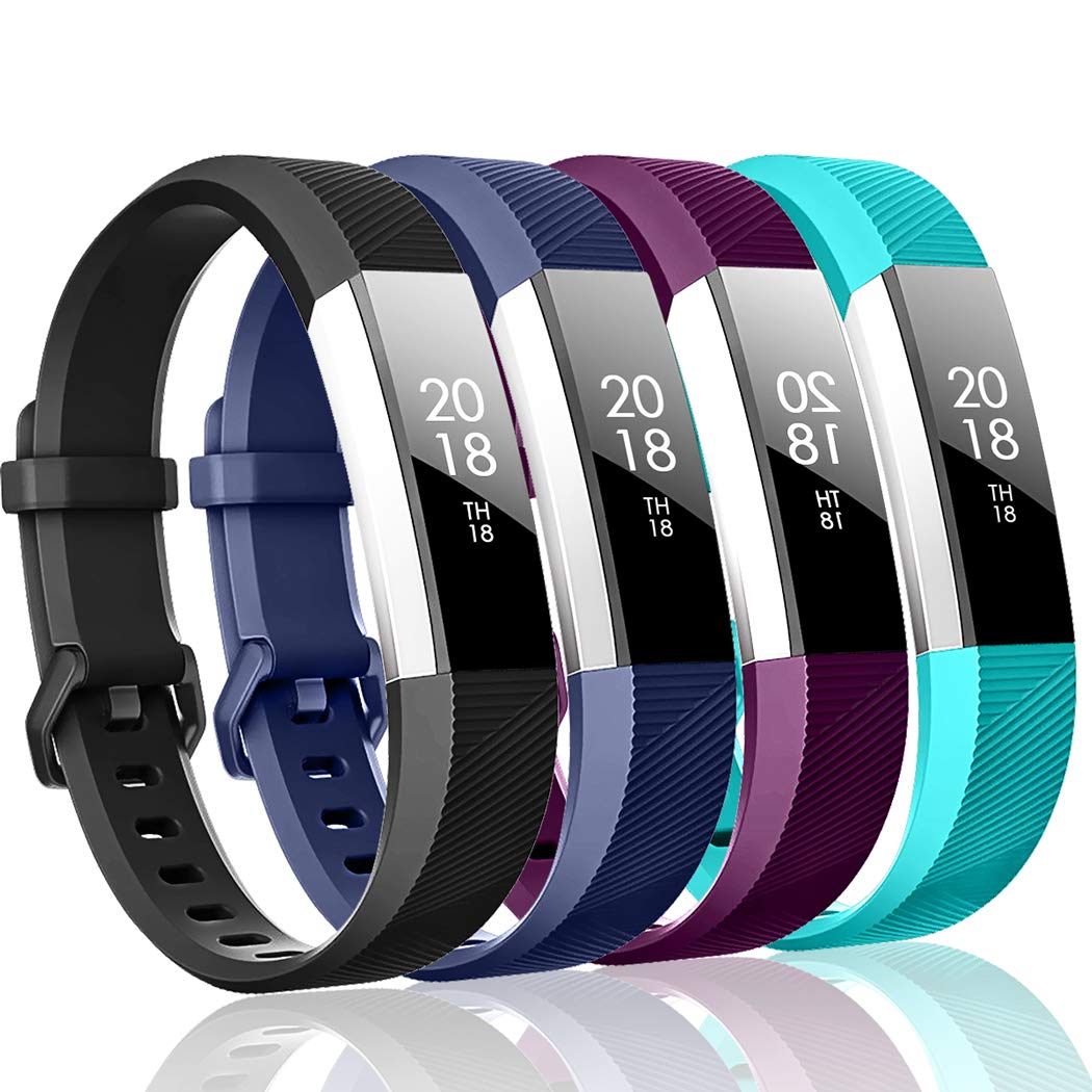 ZEROFIRE Bands Compatible with Fitbit Alta HR and Fitbit Alta (4 Pack), Replacement Sport Wristbands with Secure Metal Buckle for Fitbit Alta/Fitbit Alta HR/Fitbit Ace, Small Large
