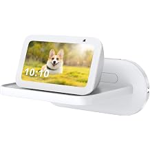PlusAcc Wall Mount for Show 5 - Space-Saving Wall Stand Shelf Bracket Compatible with Google Nest Hub and Show 5 3rd & 2nd & 1st Gen, Built-in Cable Management White