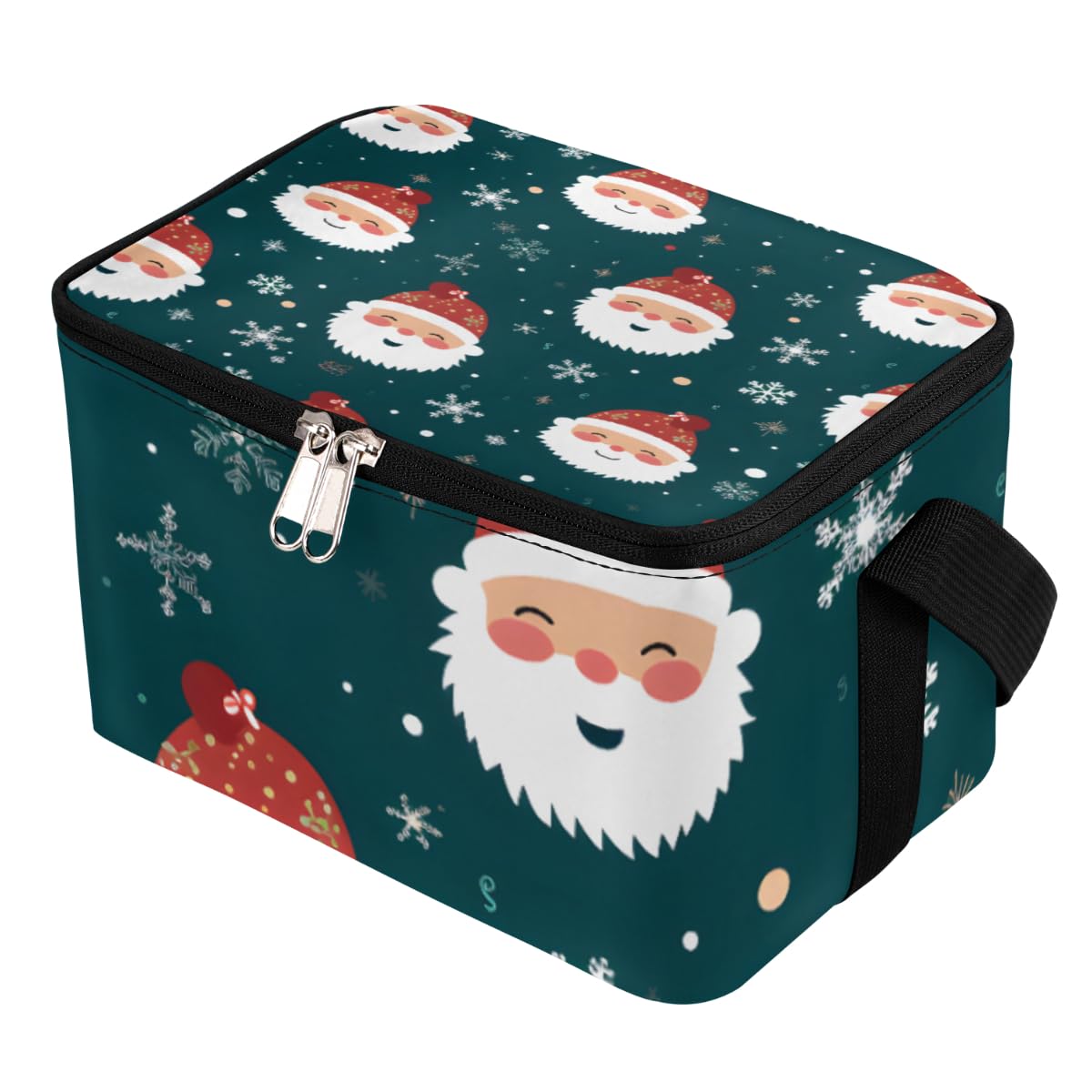 GzLeyigou Lunch Bags for Women Men 9 Cans,Xmas Santa Claus Snow Hot & Cold Food Delivery Bag Insulated Grocery Bag Insulated Lunch Box Cooler Bag for Office Work Picnic Beach