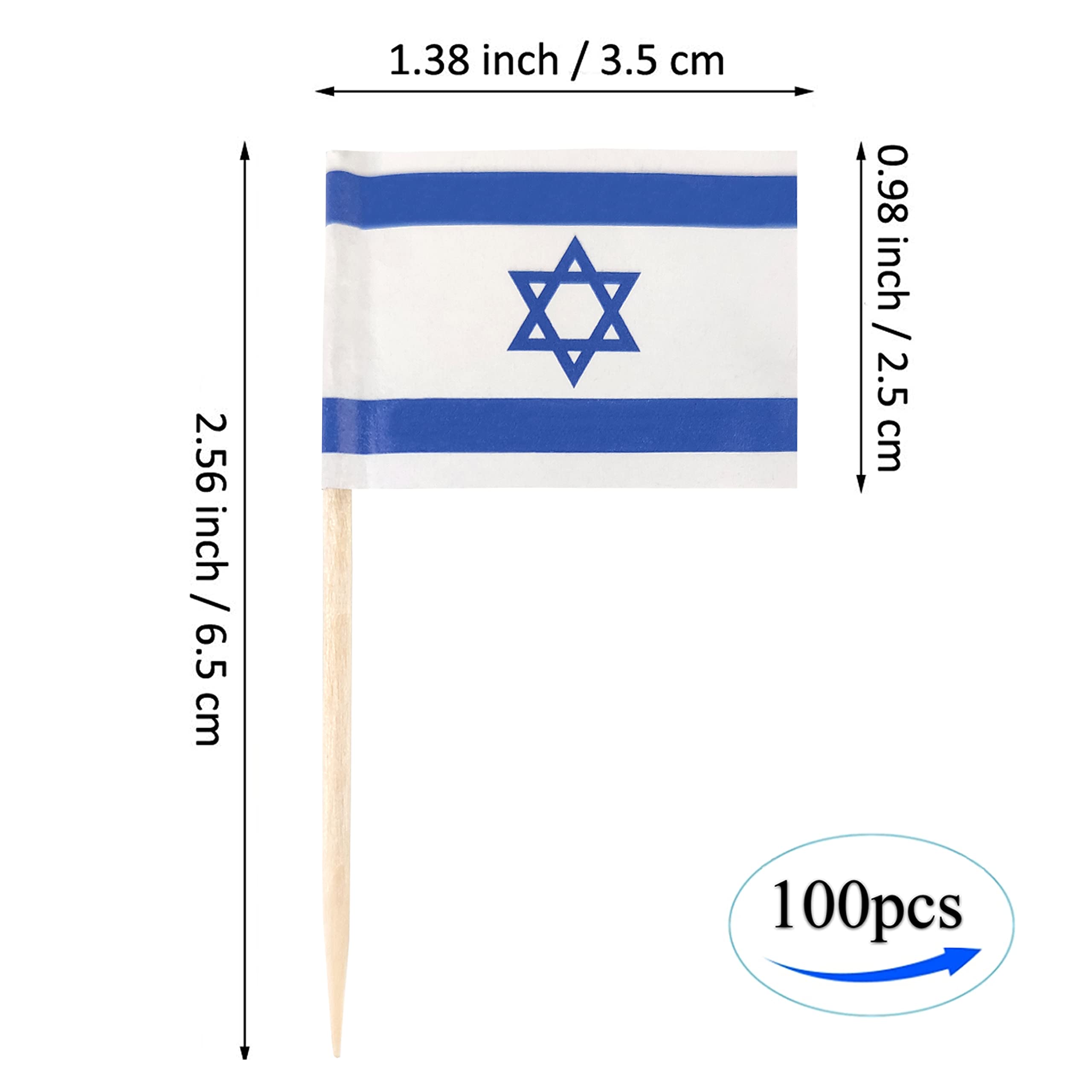 QQSD イスラエル つまようじ 旗 イスラエル スモール ミニ カップケーキ トッパー フラッグ 100個