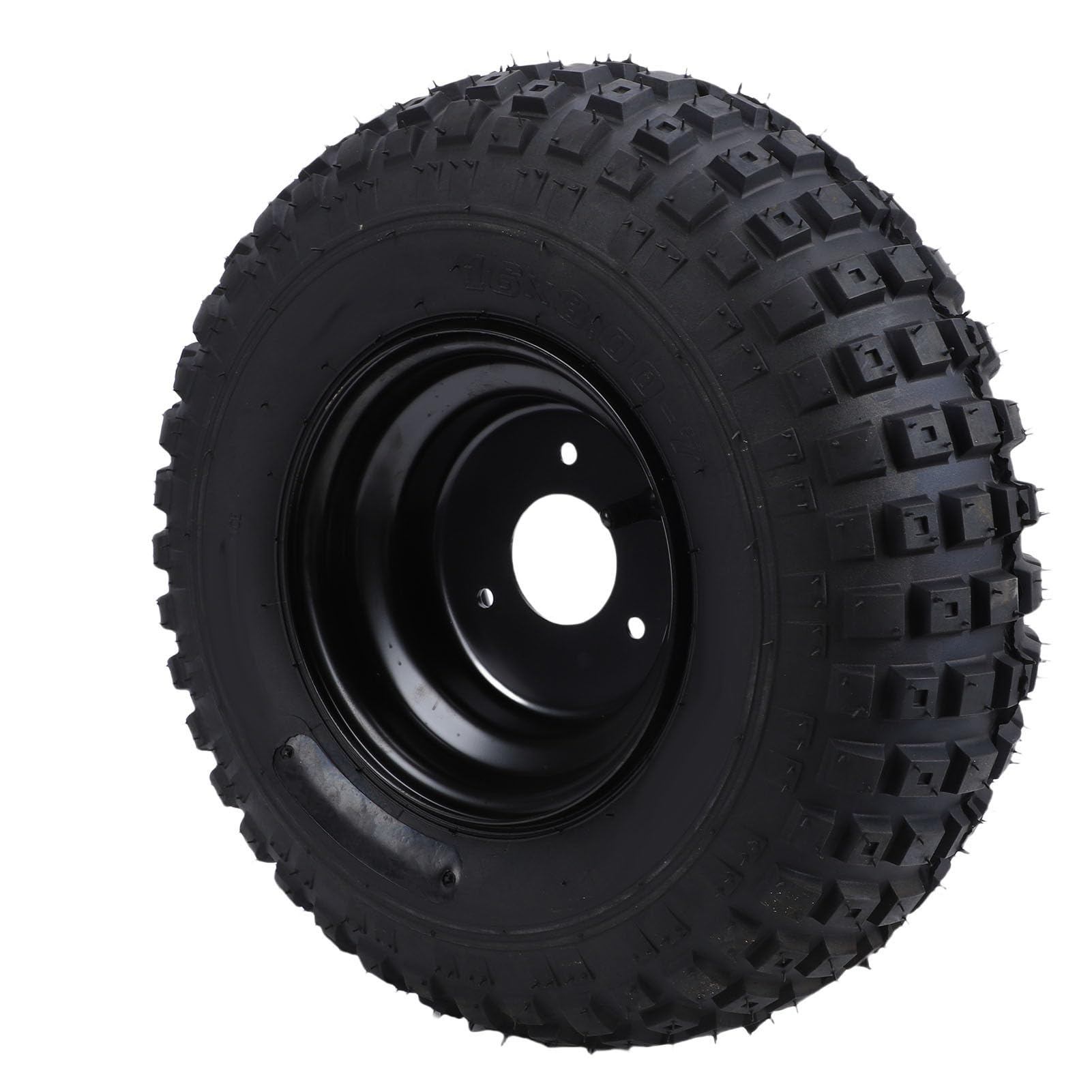 Luocute Neumático de Rueda ATV 16x8-7, Neumáticos Todo Terreno sin Cámara con Ruedas de 3 Lengüetas de 7 Pulgadas para Cortacésped UTV Quad Go Kart Cart, Antideslizante