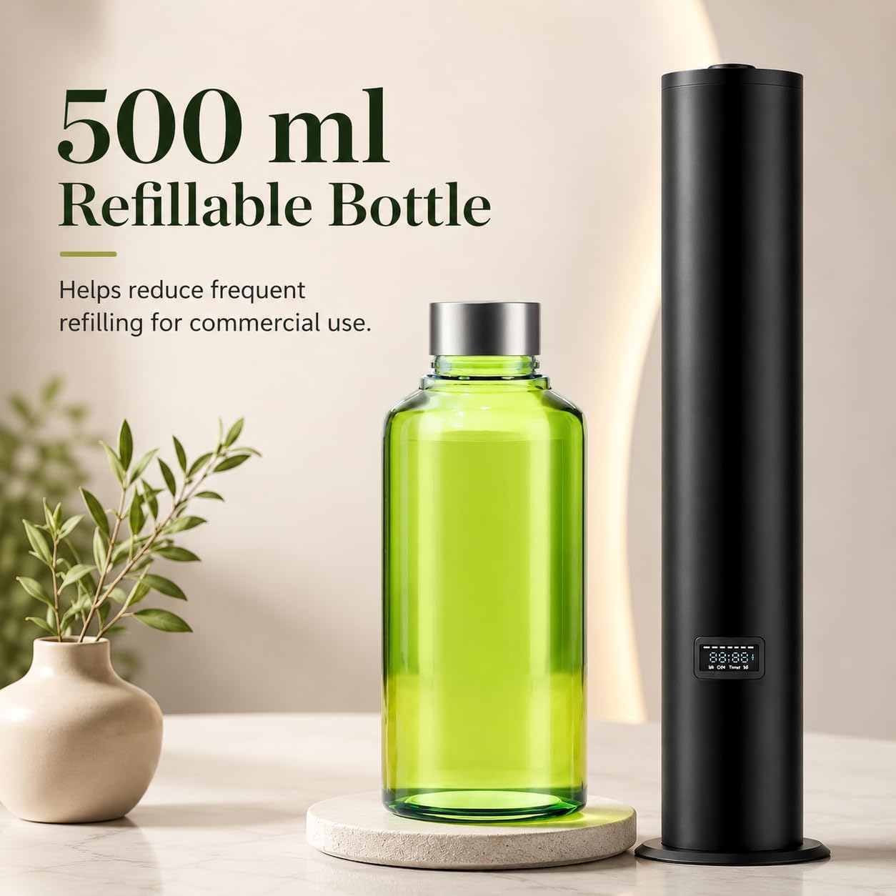 Difusor de aroma de aire para espacios comerciales, máquina de aroma de aceite esencial de 1500 m³ con botella recargable de 500 ml, ideal para restaurante, spa y hotel
