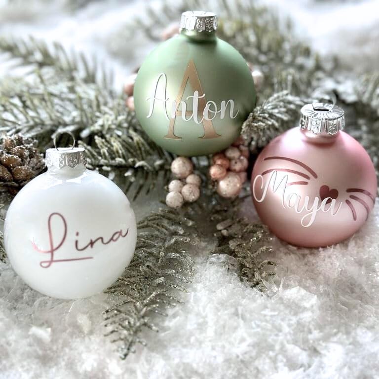 Personalisierte Weihnachtskugeln aus Glas (6 cm) – mit Name, Motiv &...