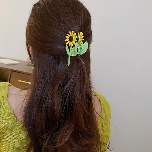 Miniatura 3 de Pinzas grandes para el cabello para mujer, pinzas de mandíbula para el cabello, pasadores retro con flores, pinzas para el cabello antideslizantes,