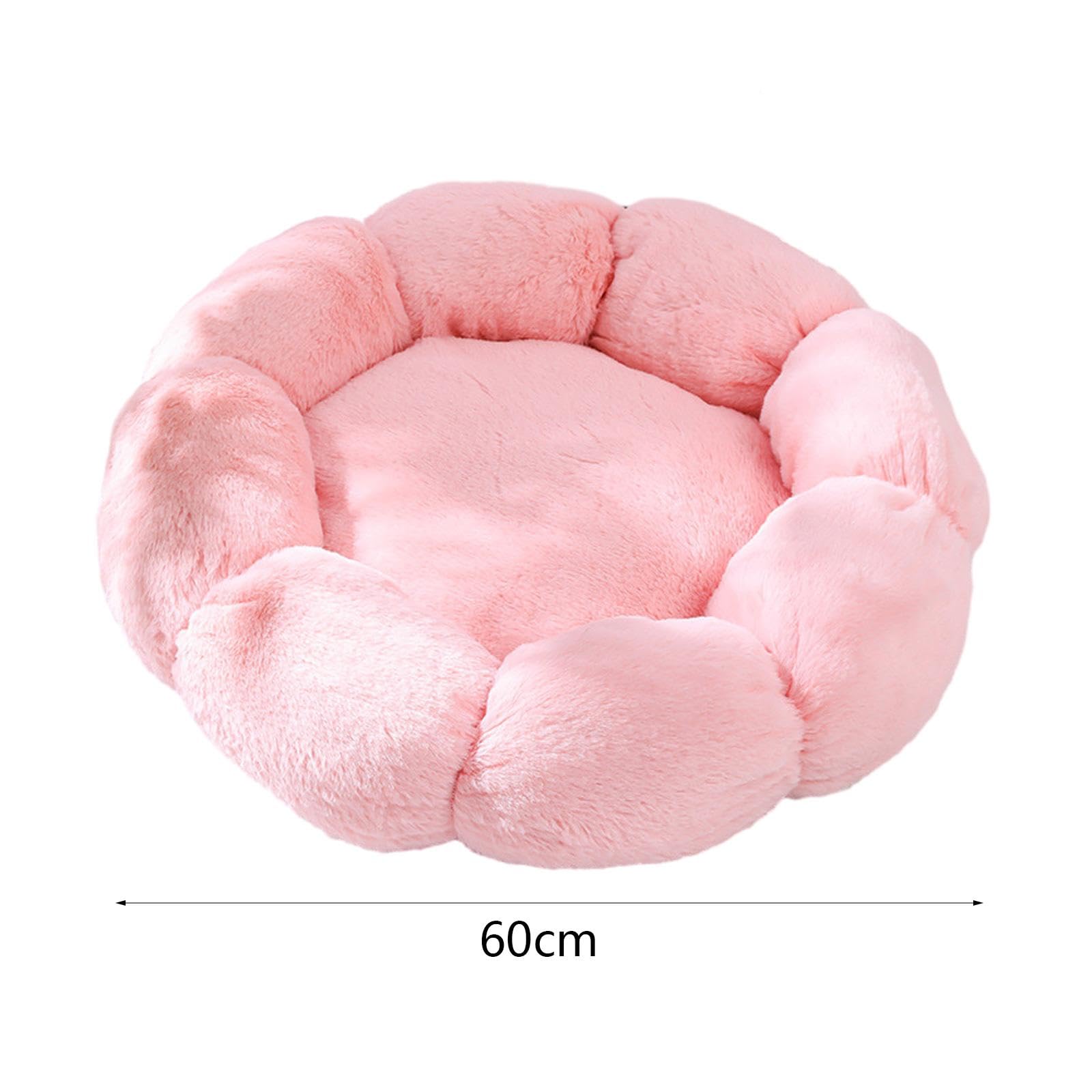 Cama Redonda para Mascotas Esterilla Térmica Antideslizante Manta Caliente Material Autocalentable Y Suave Adecuada para Gatos Perros Interiores, Rosa 60cm