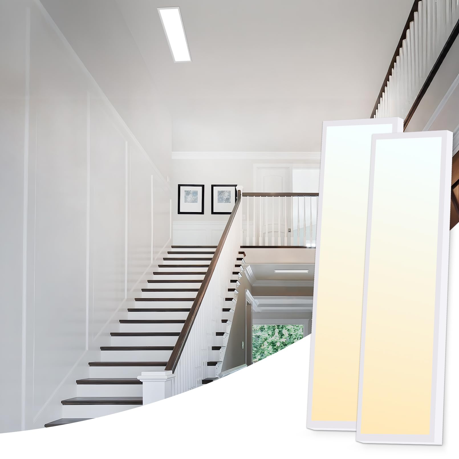 LEONLITE 3CCT 120V 1x4FT LED Flat Panel Light, Surface Mount Ceiling Light, 46W/40W/30W, 4600LM, Built-in Driver Ceiling Light, 5%-100% Dimmable, ETL, White, 3500K/4000K/5000K, Pack of 2