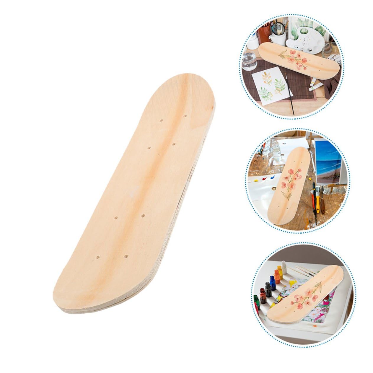 Cabilock Planche de Skateboard en Bois Brut 60 Cm Double Face 2 Pièces pour Bricolage Graffiti DIY, Surface Personnalisable, Skateboards Garçon et Filles Créatifs, Présent Artistique Plein