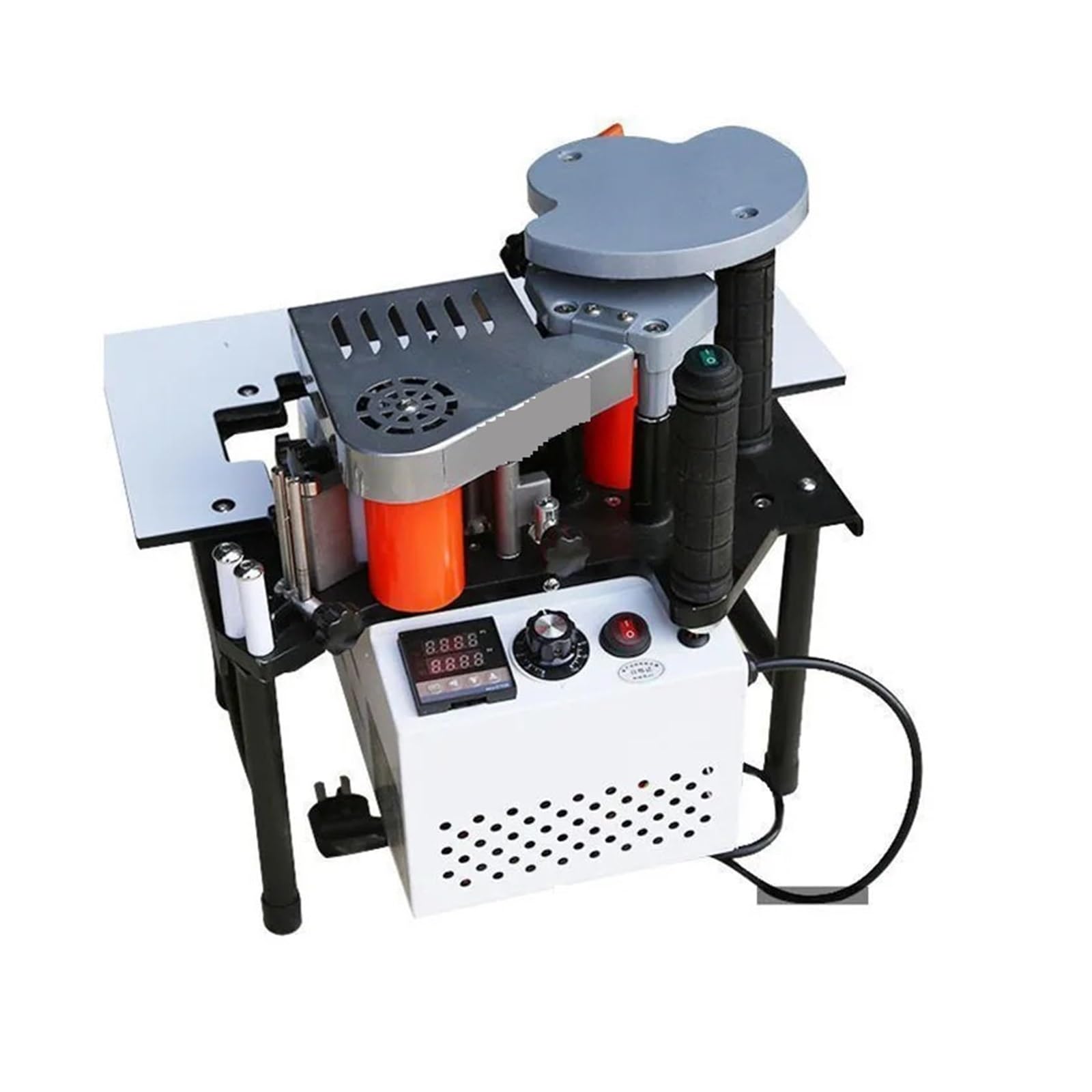 1100W Small Manual Edge Banding Machine Double Side Gluing Portable Bander Woodworking Operates Smoothly Performs Well