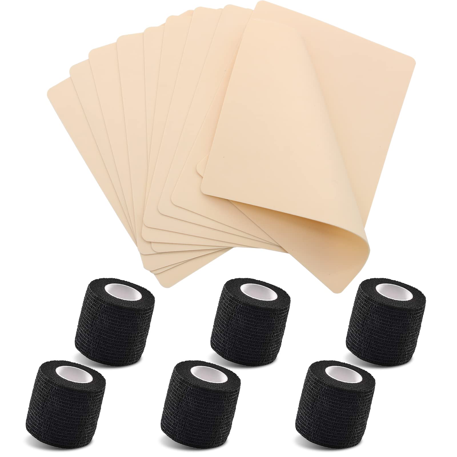 10Pcs Blank Tattoo Skin Practice & 6Pcs Tattoo Grip Tape