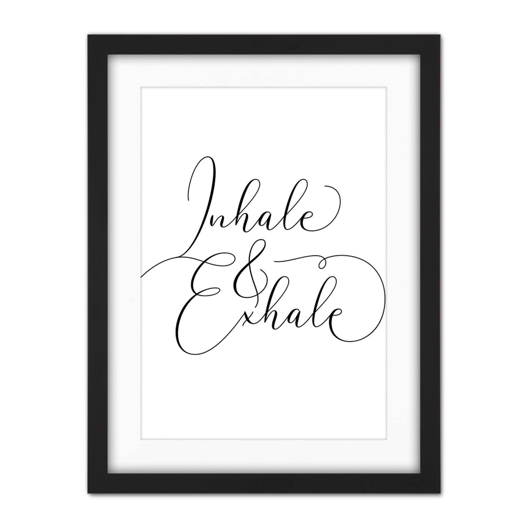 Wee Blue Coo Inhale And Exhale Modern Typography Artwork Framed Wall Art Print 18X24 Inch
