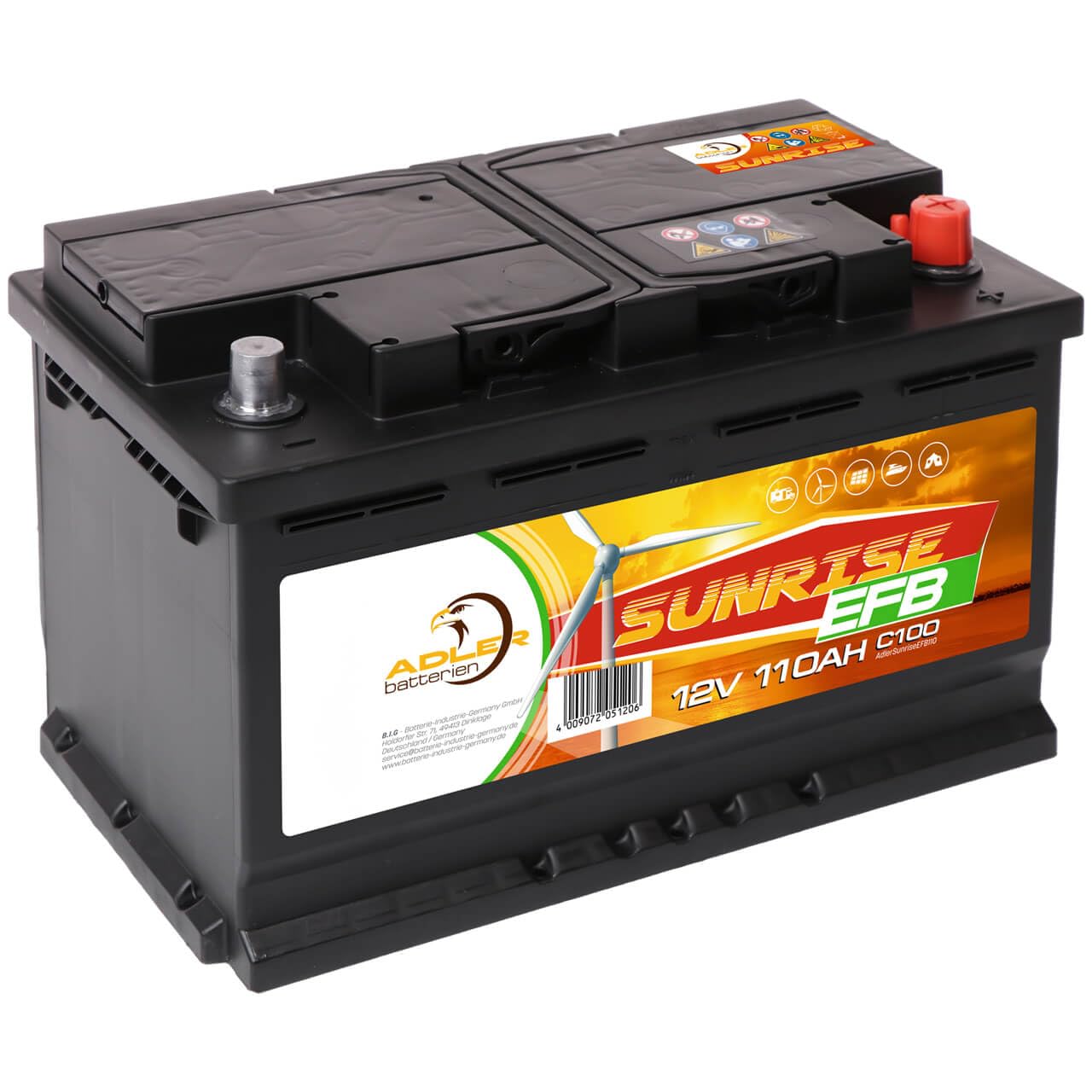 Solarbatterie 110Ah 12V Solar Akku Wohnmobil Boot Wohnwagen Camping Batterie