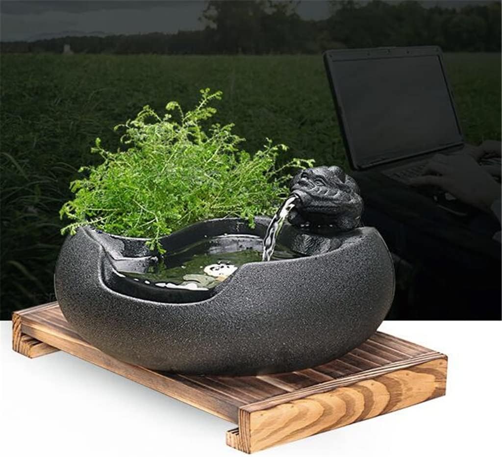 FMURY Ceramic Flowing Water Home Decoration Ornaments Desktop Living Room Office Water Feature Fish Tank Fountain