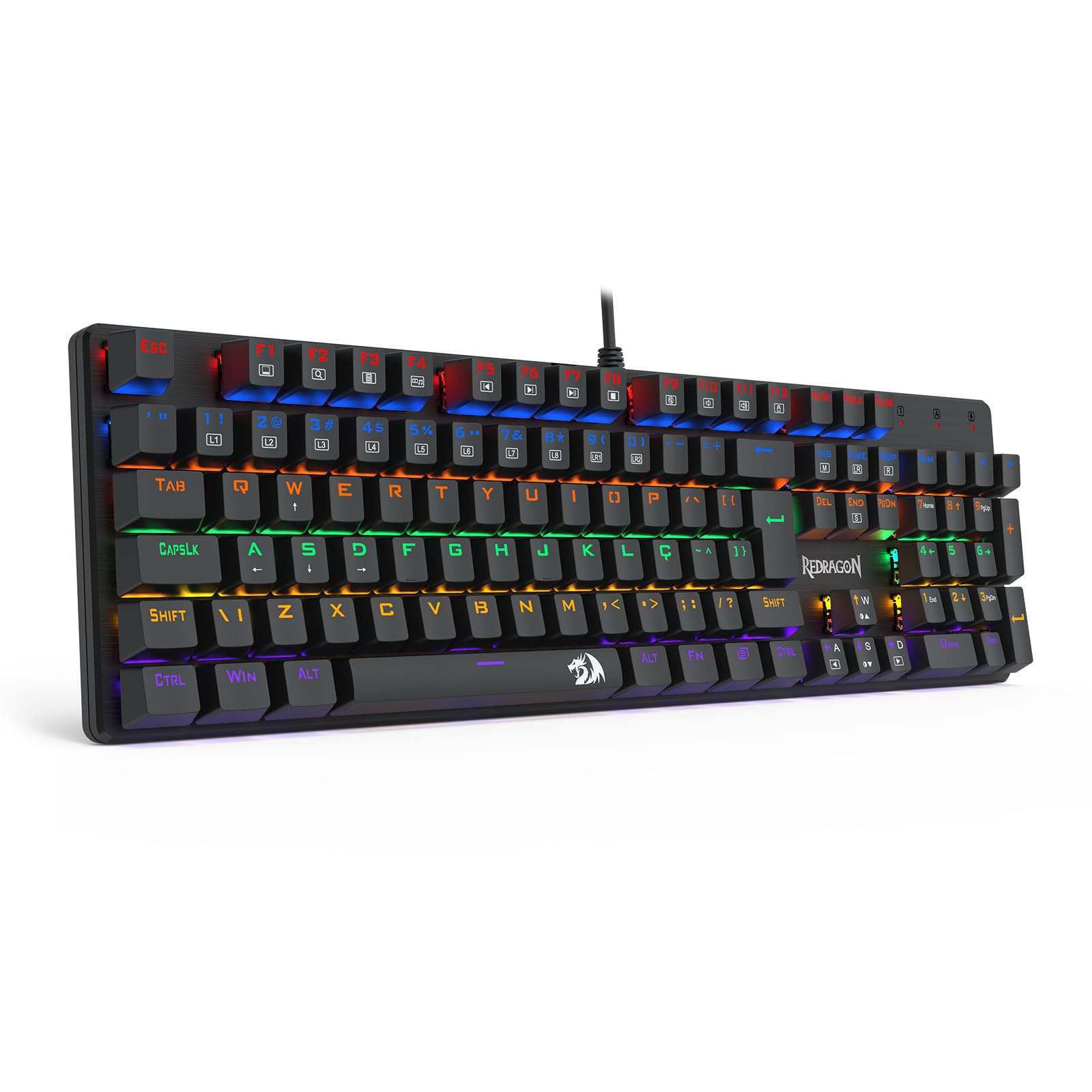 TECLADO MECÂNICO GAMER REDRAGON VALHEIM ILUMINAÇÃO RAINBOW PRETO