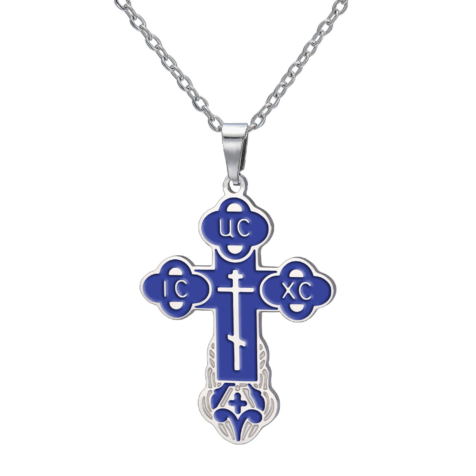 Teamerteamer Cross Necklace Russian Orthodox Crucifix Eastern