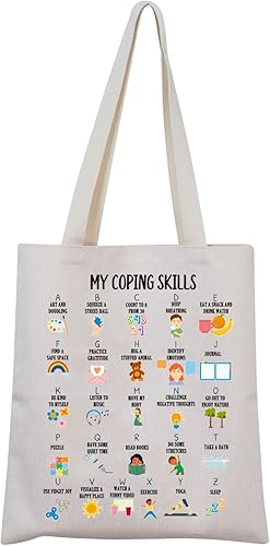 My Coping Skills - Bolsa de mano con alfabeto, regalo de salud mental, consejero escolar, regalo para el cuidado personal, regalo para psicólogo