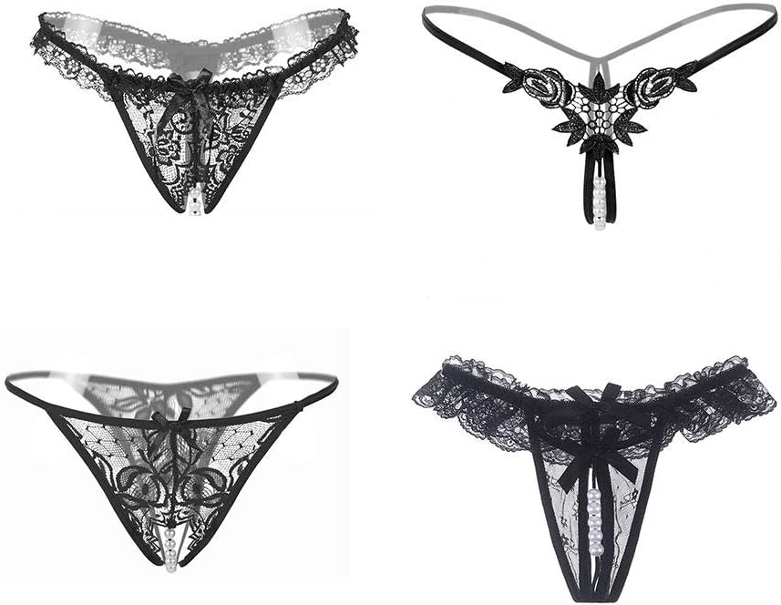 Women's Black Lace Underwear Lingerie 4 Pack Lace Panties
