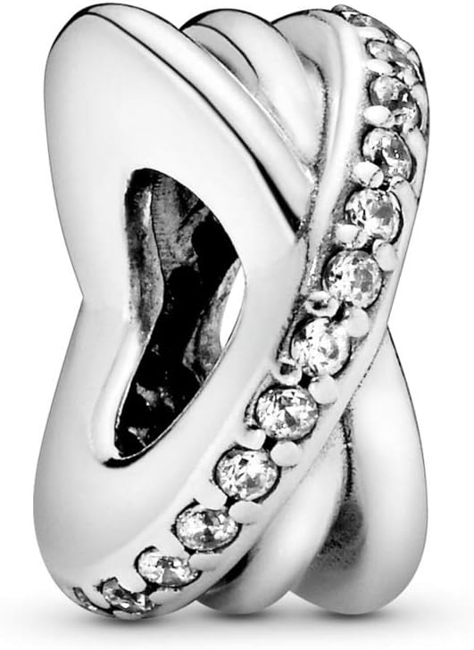 PANDORA Jewelry Sparkling and Polished Lines Spacer Cubic Zirconia Charm in Sterling Silver
