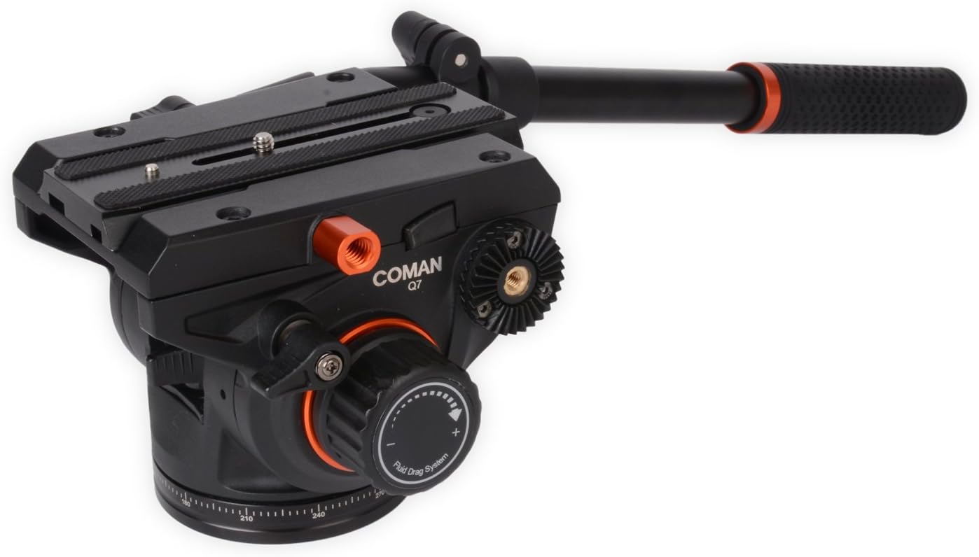 COMAN Q7 Videohead Ballhead Tilthead with 75mm half bowl + flat Base + Quick Release Plate