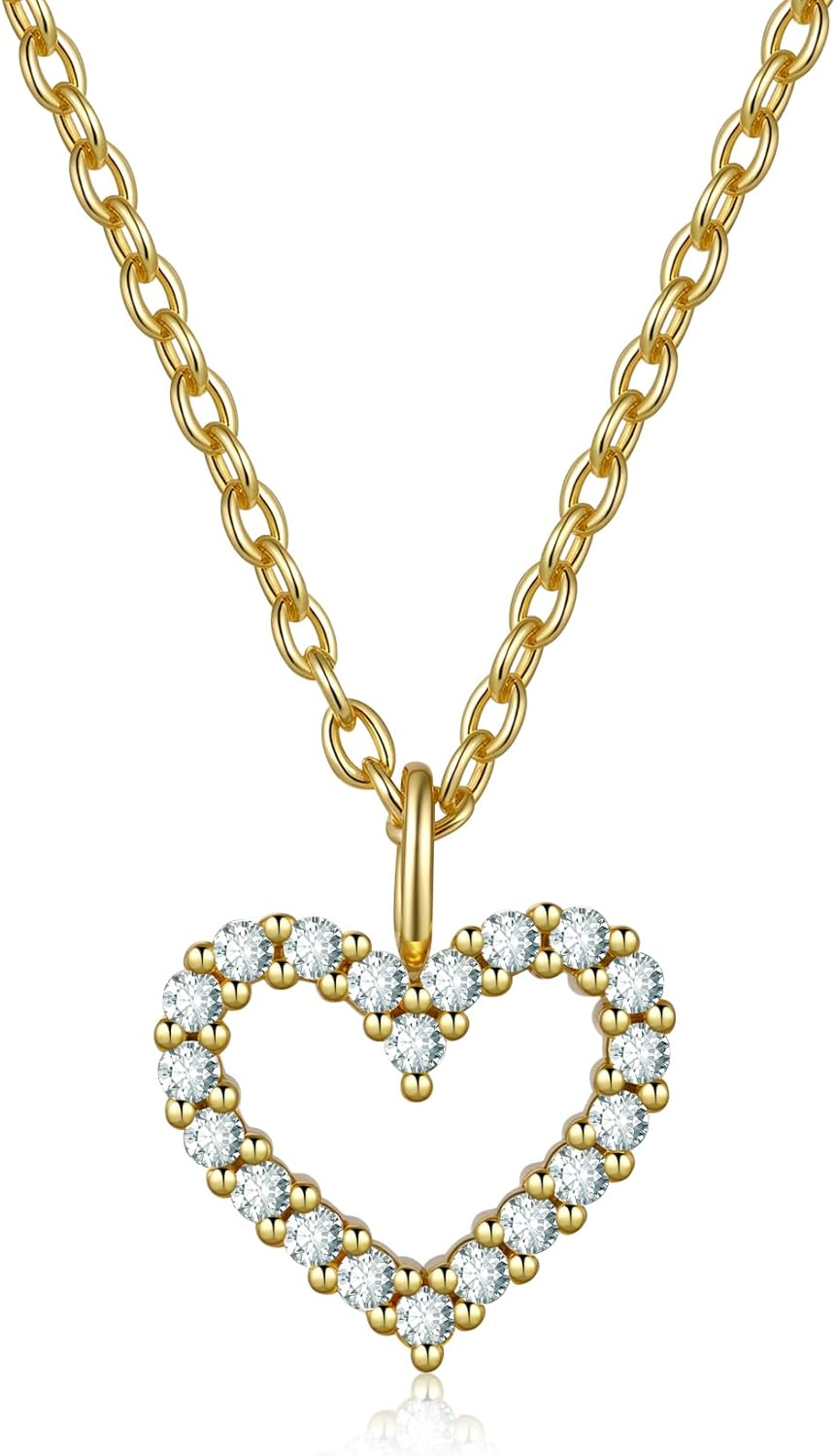 Pendant Necklace,Copper,14K Golden Plated,Classic Love Heart,18 inches