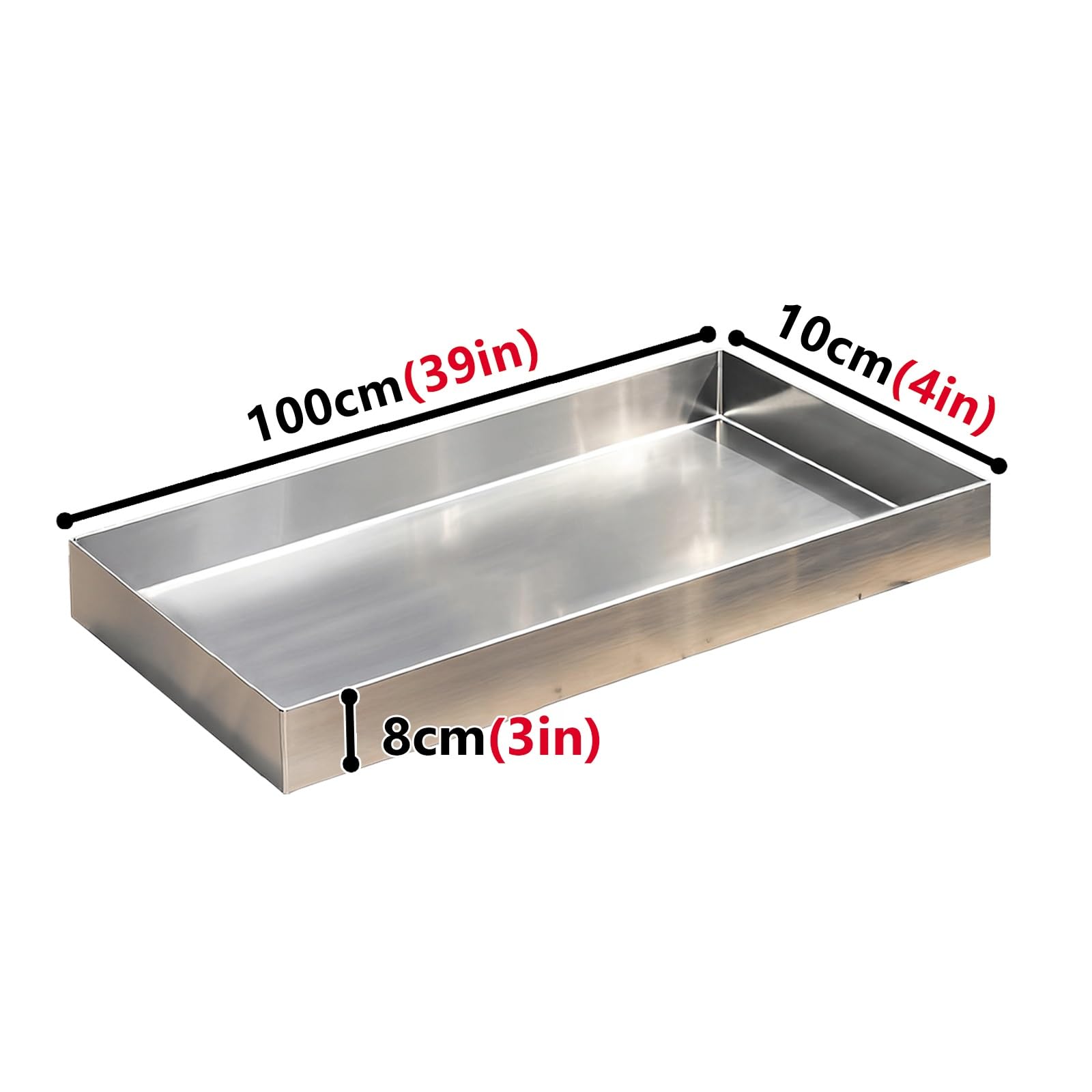 Bandeja de goteo de acero inoxidable para aire acondicionado, bandeja de drenaje de condensado de 39 x 4 pulgadas con borde elevado para talleres, jardines y macetas, solución de prevención de fugas