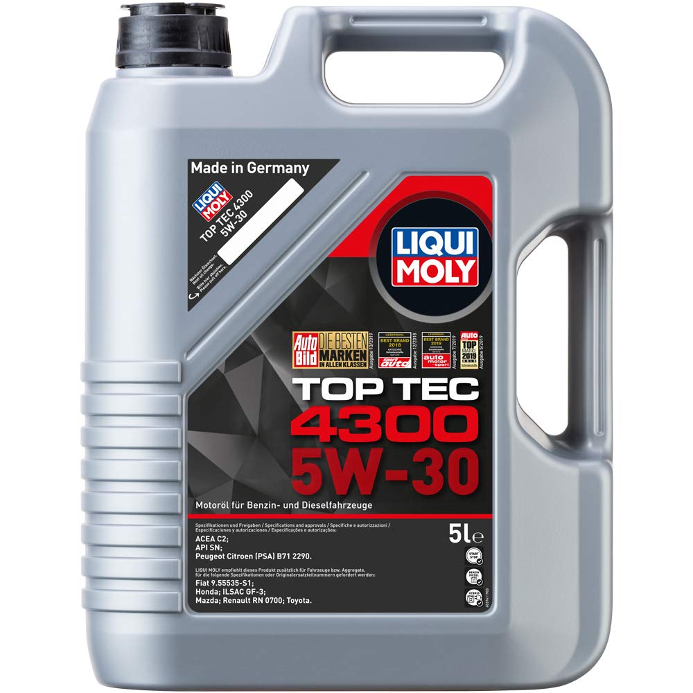 Liqui Moly 2324 Aceite De Motor, Top Tec, 4300 5W-30, Booklet, 5 L + 2657 Motor Limpieza, Engine Flush Plus, 300 Ml