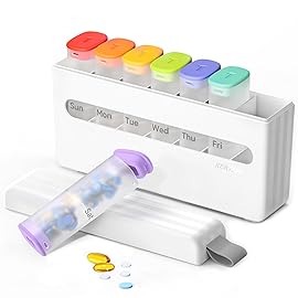 Weekly Pill Organizer 2 Times a Day - Am Pm Pill Box 7 Day, Large Twice Medicine Pill Case for Daily Medication, Vitamins, Fish Oils, Supplements Portable Week Pill Holder Container, Translucent White