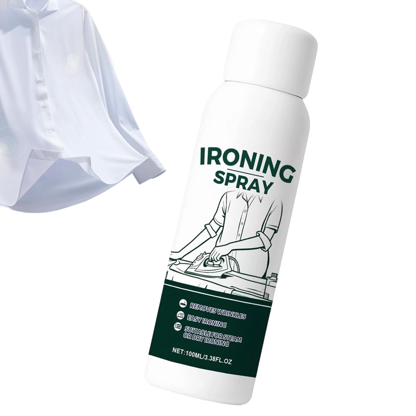 Spray Starch for Ironing Clothes - 100ml Heavy Hold Gentle Travel Size - Clothes Starch Dewrinkle Spray - for Fabric Garment Clothing Laundry Traveling Daily Cruise