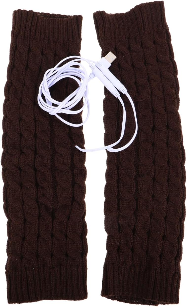 Usb Heated Knit Leg Warmers for Men and Women Cable Knit Electric Warm Socks Thermal Knee Warmers for Cycling Hiking Outdoor Cold Weather Protection