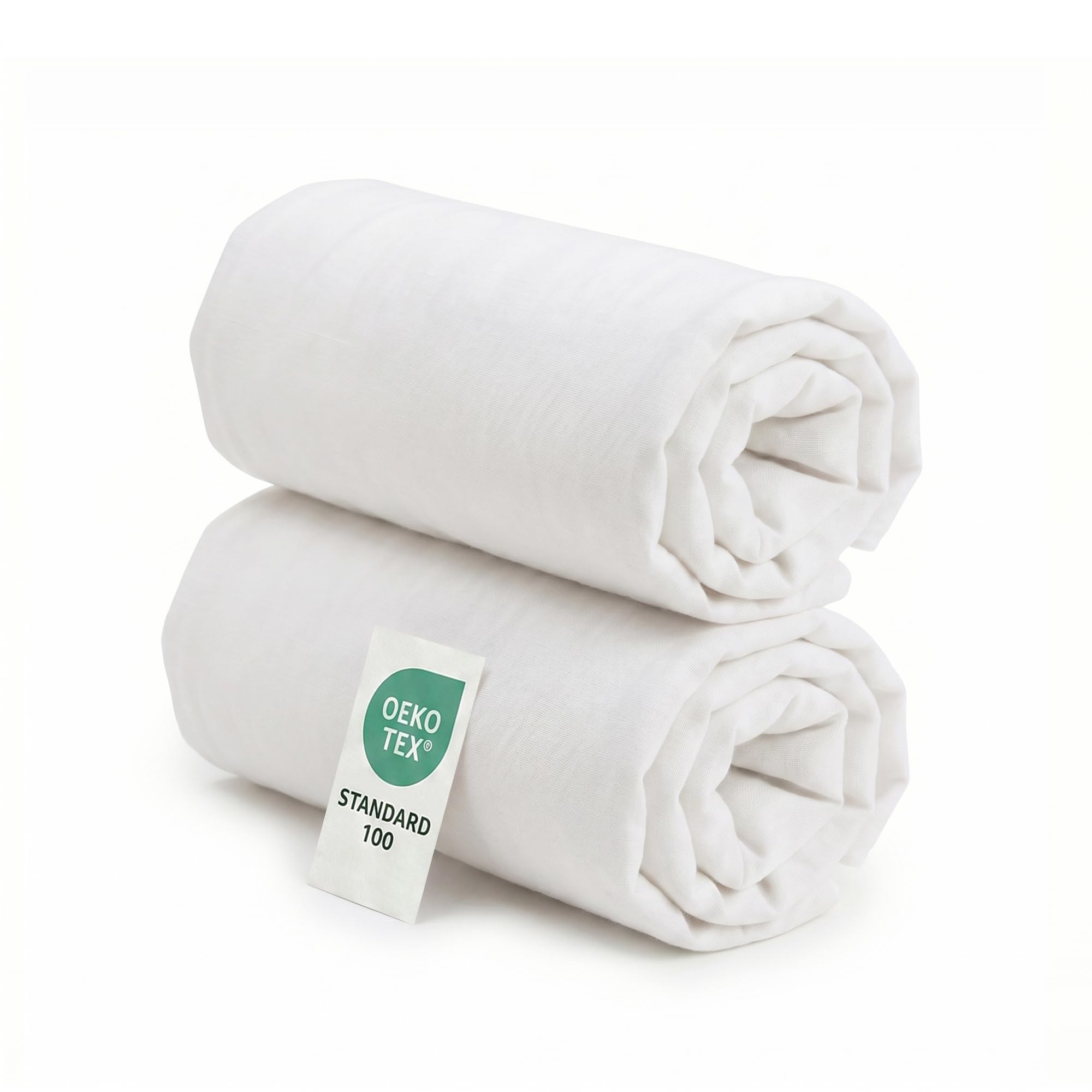 Ti TIN Confezione Da 2 Lenzuola con Angoli Per Culla 100% Cotone | Set Di 2 Lenzuola Elasticizzate Regolabili, 50x83 cm, 2 Lenzuola Bianca