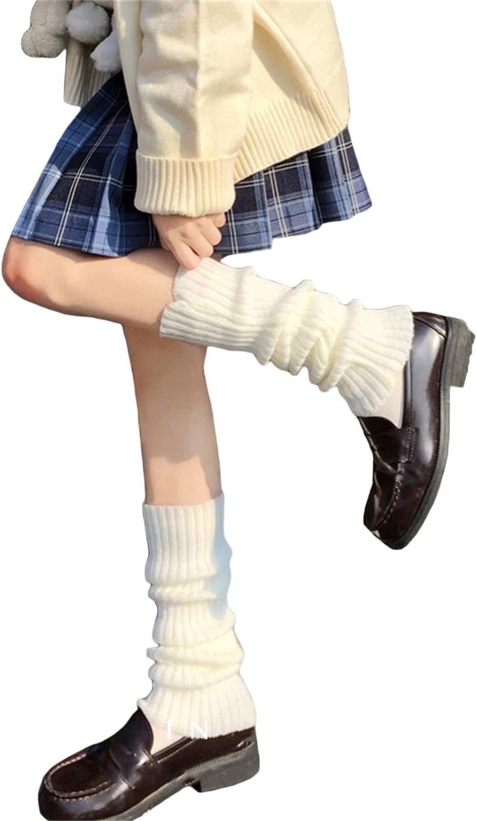 Fernvia Womens Lolita Knit Long Socks Leg Warmers Harajuku Japanese Kawaii Boot Socks Winter Ankle Heap Sock