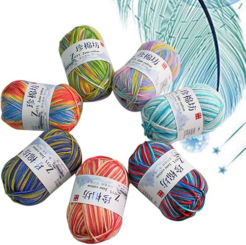 Miniatura 9 de 7pcs madejas coloridas hilo de algodón de leche suave ganchillo tejer manualidades suéter DIY manta bufanda