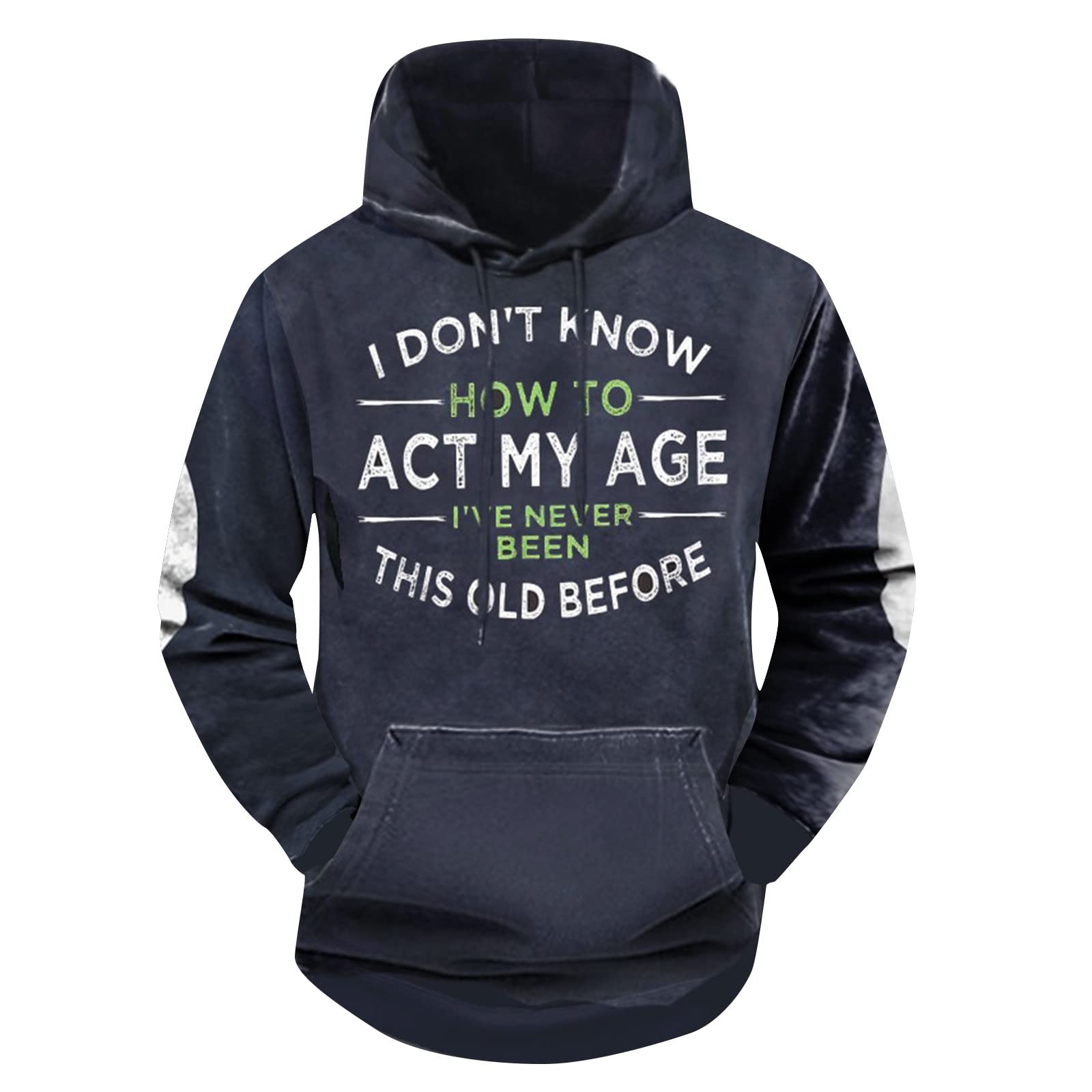 Men's Comfortable Hooded Sweater Casual Fashion Print Blouse Tops Long Sleeve Loose Fleece Sweatshirt Pullover